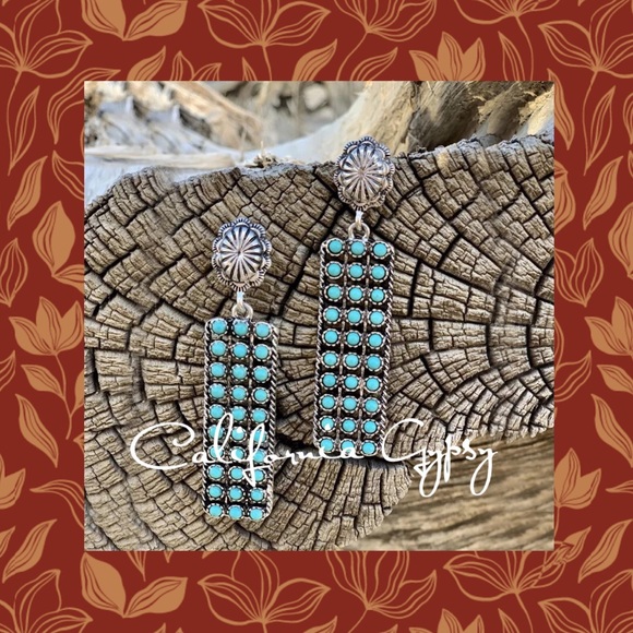 Turquoise Western Concho Earrings - Picture 6 of 7